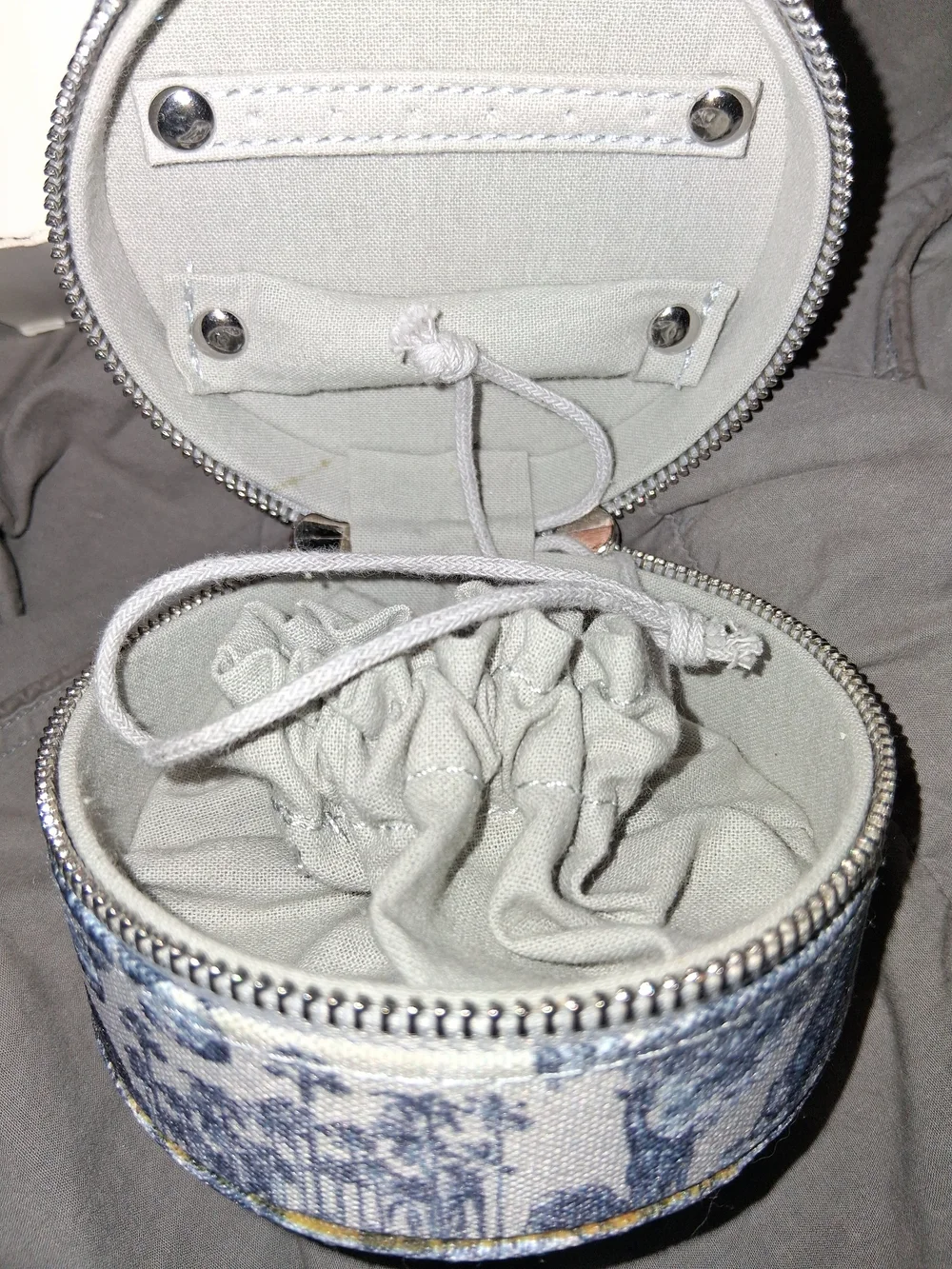 Dior Beauty Round Blue Patterned Jewelry Pouch